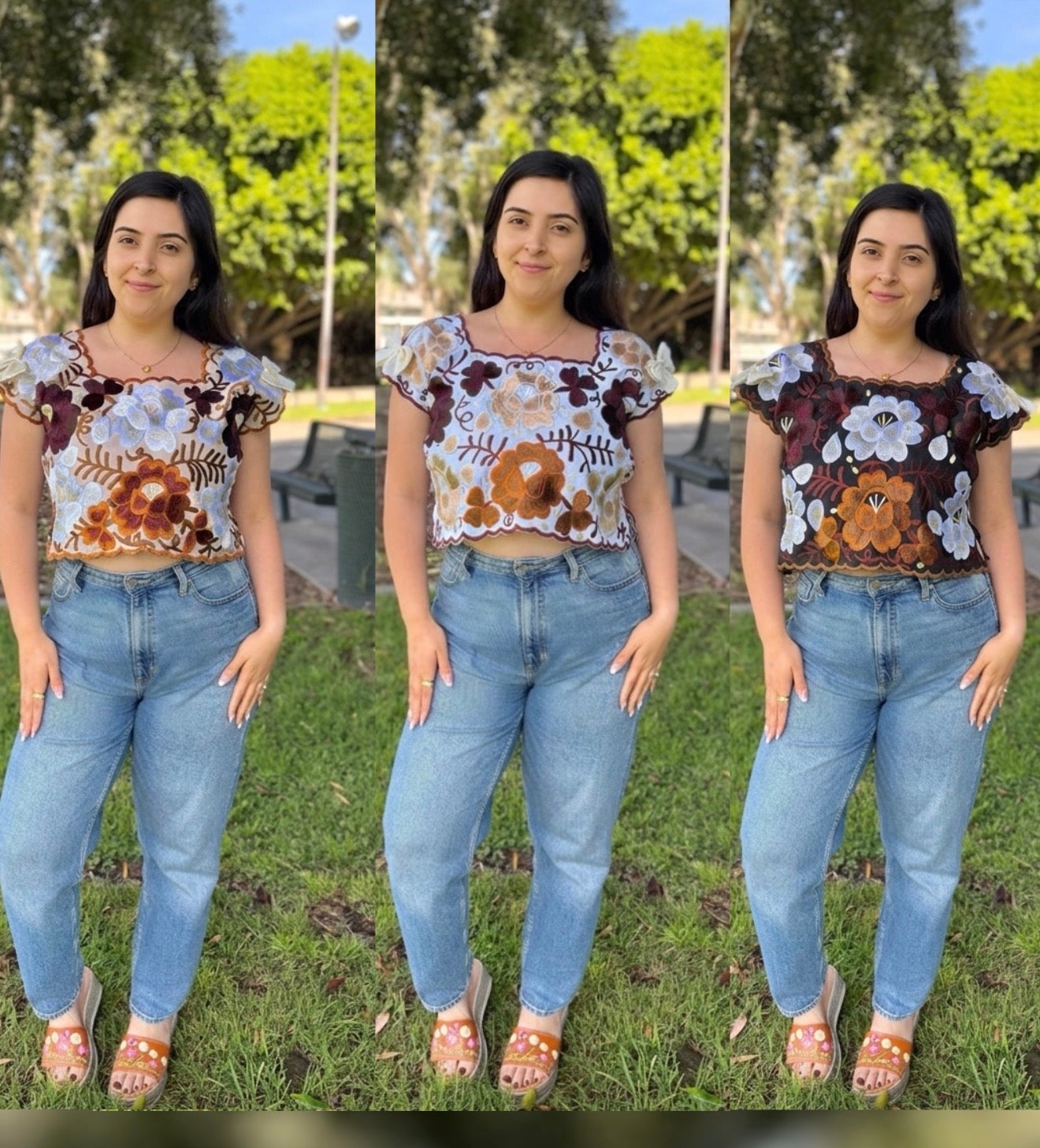 Autumn Coquetta Hand-Embroidered Taffeta Top with Satin Bows