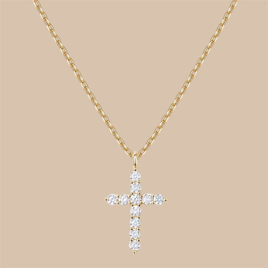 Cross Zirconia Elegant Stainless Steel Necklace