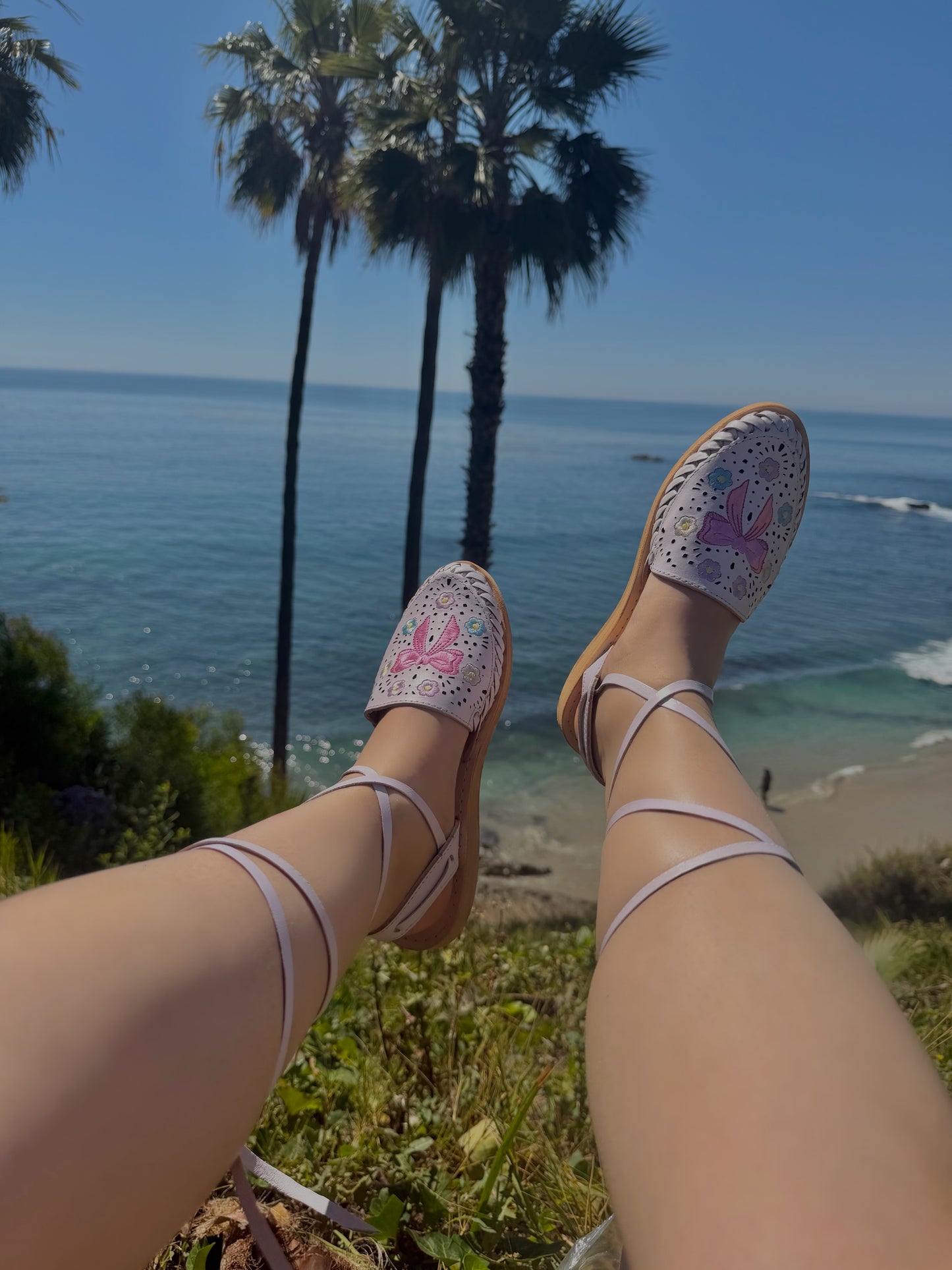 Coquetta Lace Up White Leather Huaraches